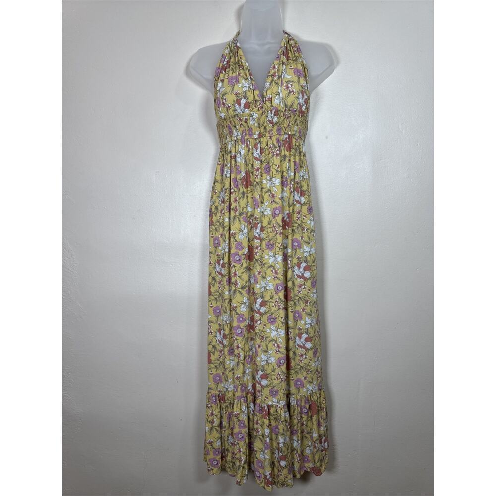 Inspired Hearts Womens Maxi Dress Halter Floral Hippie Boho Beach M